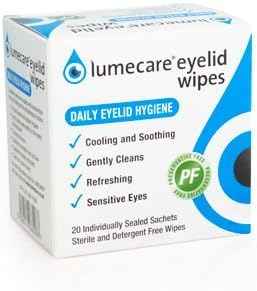 Lumecare eyelid wipes packaging, 20 pack
