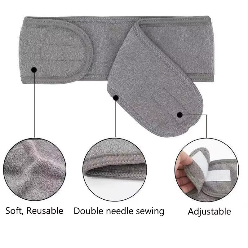 Hot Sale Soft Toweling Headbands for Face Washing Bath Makeup Hair Band for Women Adjustable SPA Headband Cosmetic Headband