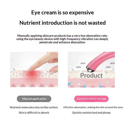 Vibrating eye massager wand held in hand