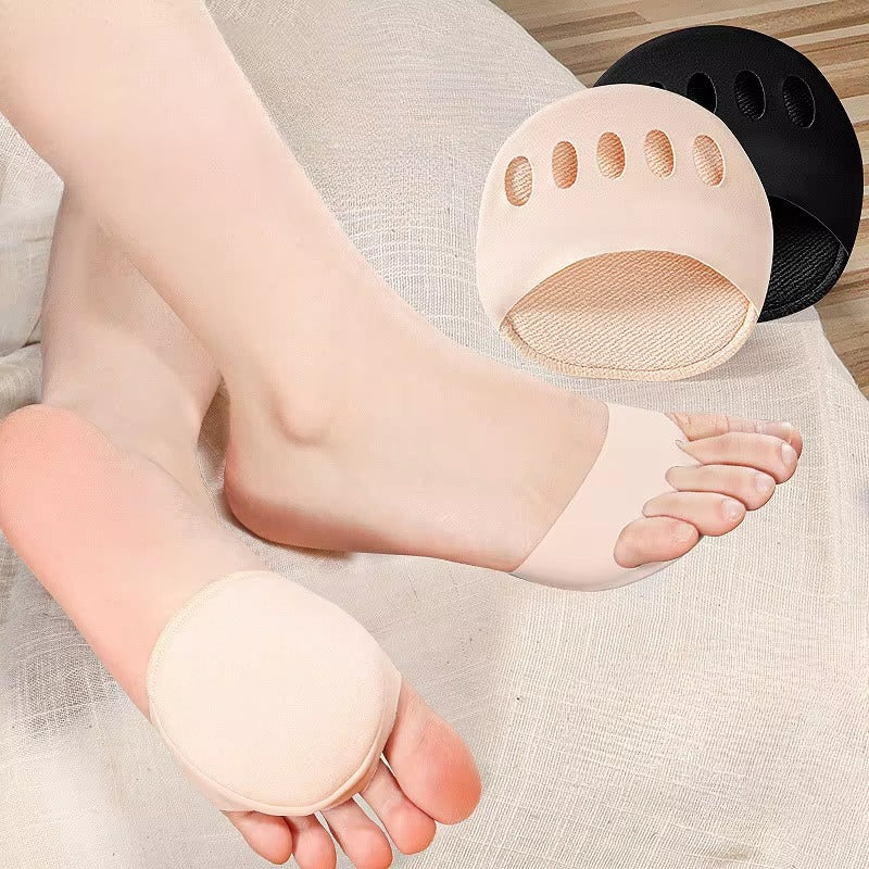Women Five Toes Forefoot Pads High Heels Half Honeycomb Breathable Insoles Summer Thin Ice Silk Invisible Feet Care Socks Insert Color: Skin