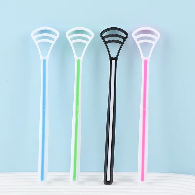 1PCS Silicone Tongue Scraper With Ergonomic Handle Double-sided Fresher Breath Tongue Cleaning Brush Oral Hygiene Tool Wholesale Color: Black