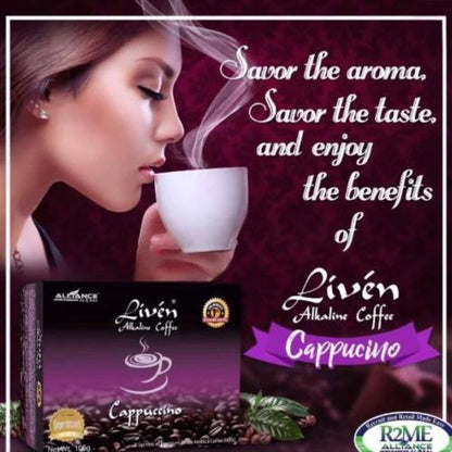 Liven Cappuccino Alkaline Coffee – World’s 1st Alkaline Coffee, 20 Sachets