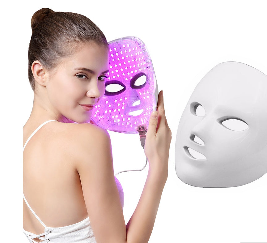 7-colour LED face mask for red light therapy at home