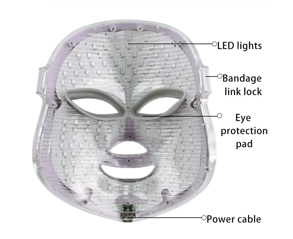 LED face mask showing red light setting