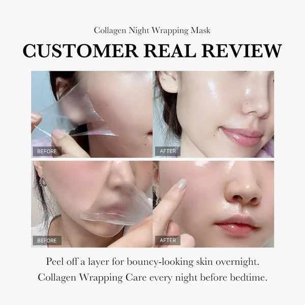 Collagen mask film setting on the skin