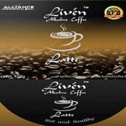 Liven Latte Alkaline Coffee – World’s 1st Alkaline Coffee, 20 Sachets