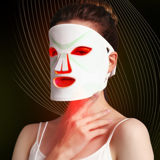 Flexible silicone LED face mask with 7-colour photon therapy