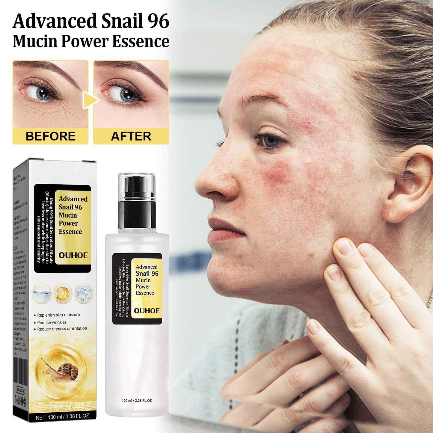 Snail mucin collagen serum, 100ml K-beauty hydrating serum
