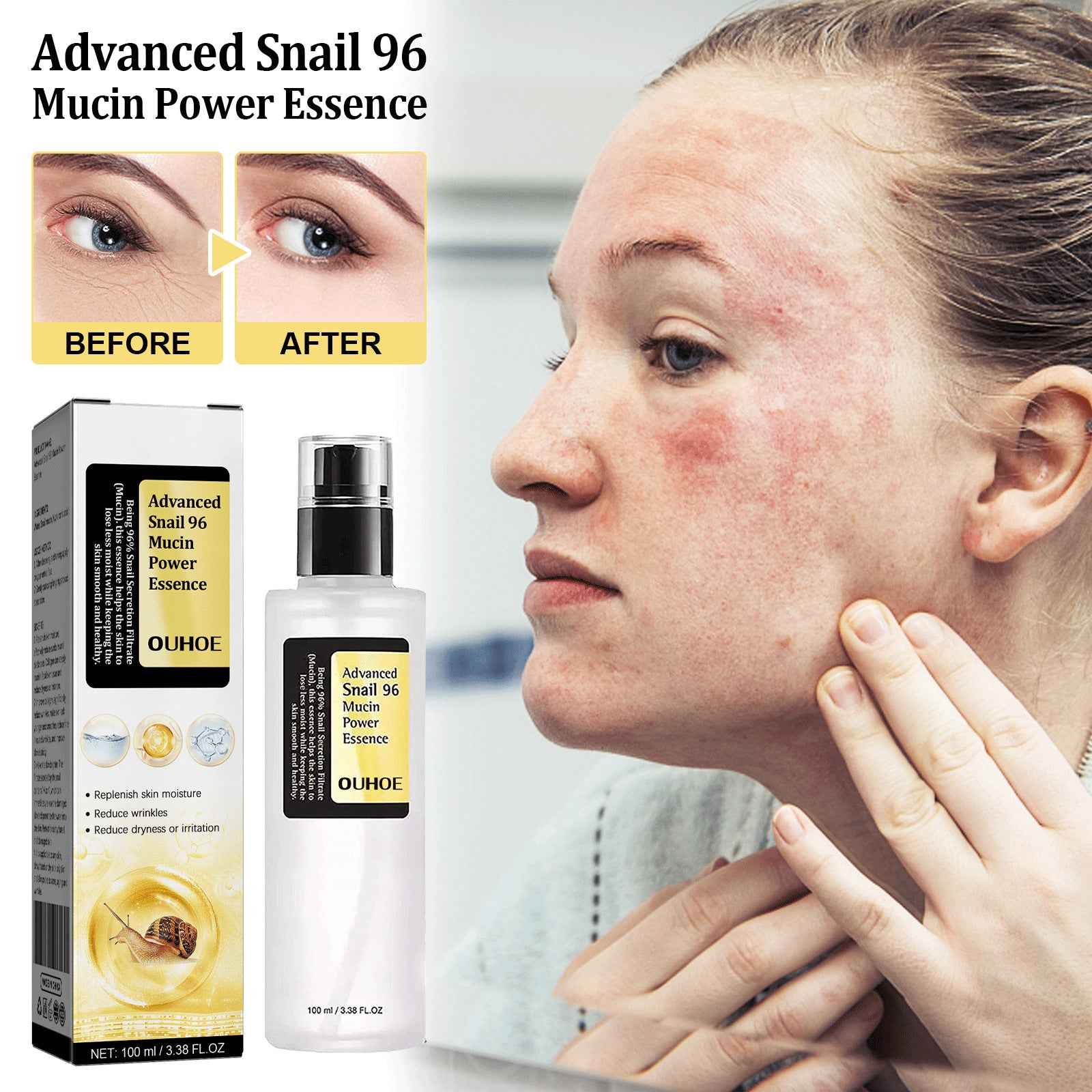 Snail mucin collagen serum, 100ml K-beauty hydrating serum