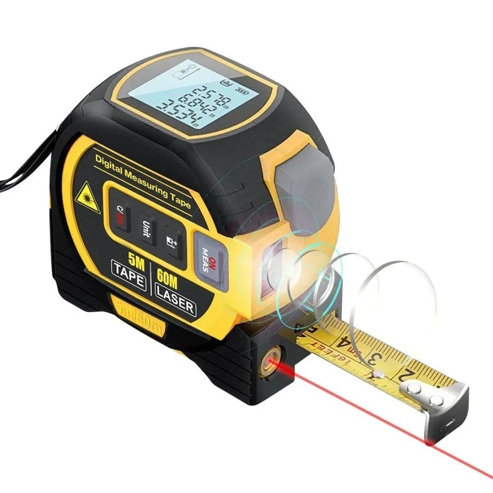 3-in-1 Digital Measuring Tool with Laser Distance Meter & Tape Measure