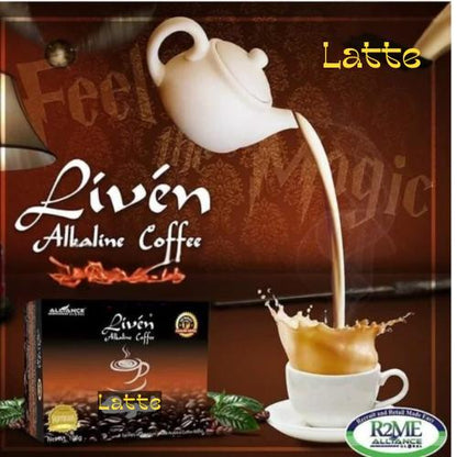 Liven Latte Alkaline Coffee – World’s 1st Alkaline Coffee, 20 Sachets