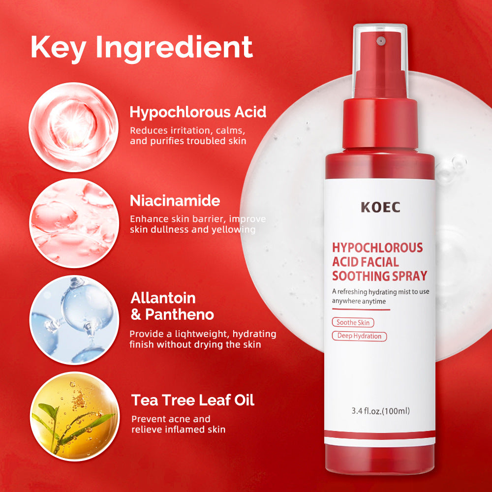 Spraying hypochlorous acid mist onto the face