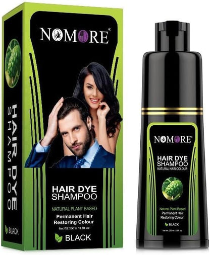 NOMORE Black Hair Dye Shampoo, Semi-Permanent Hair Color Shampoo for Women and Men, Quick & Natural Hair Color Solution