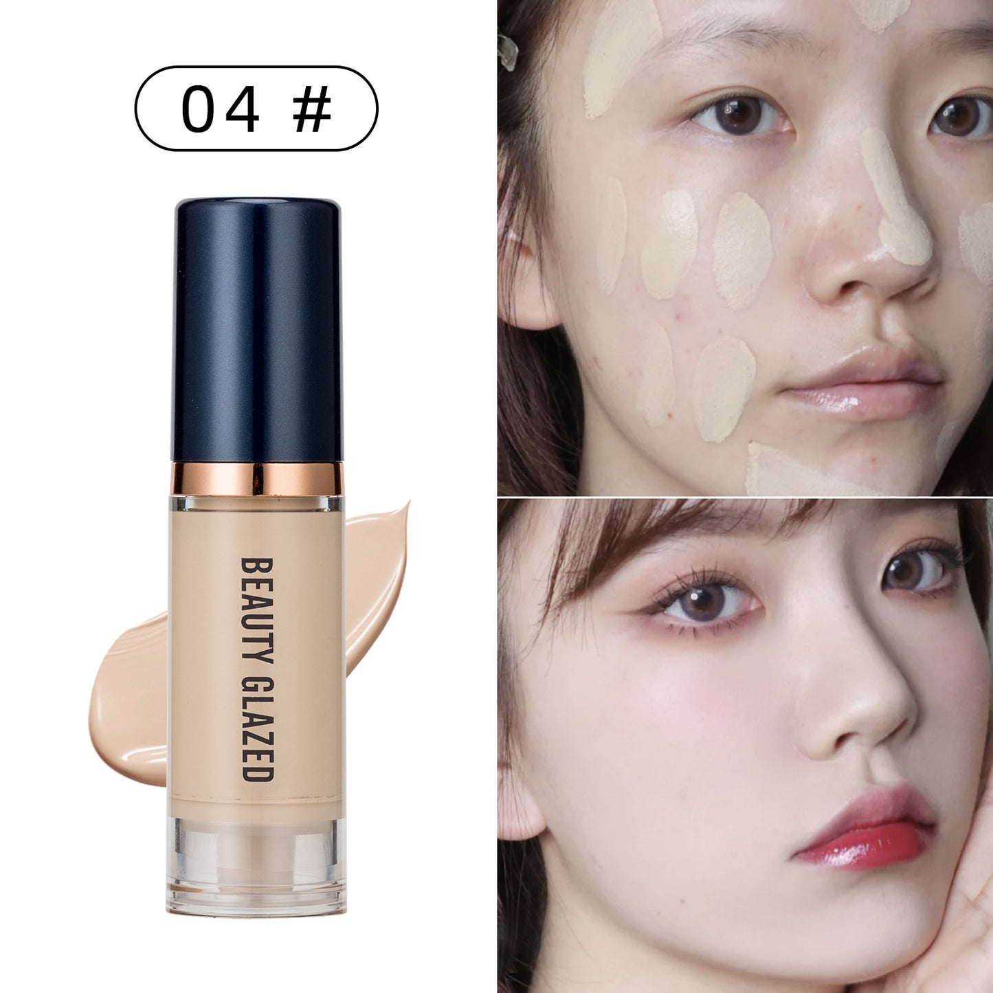 Applying colour-correcting primer to the cheek