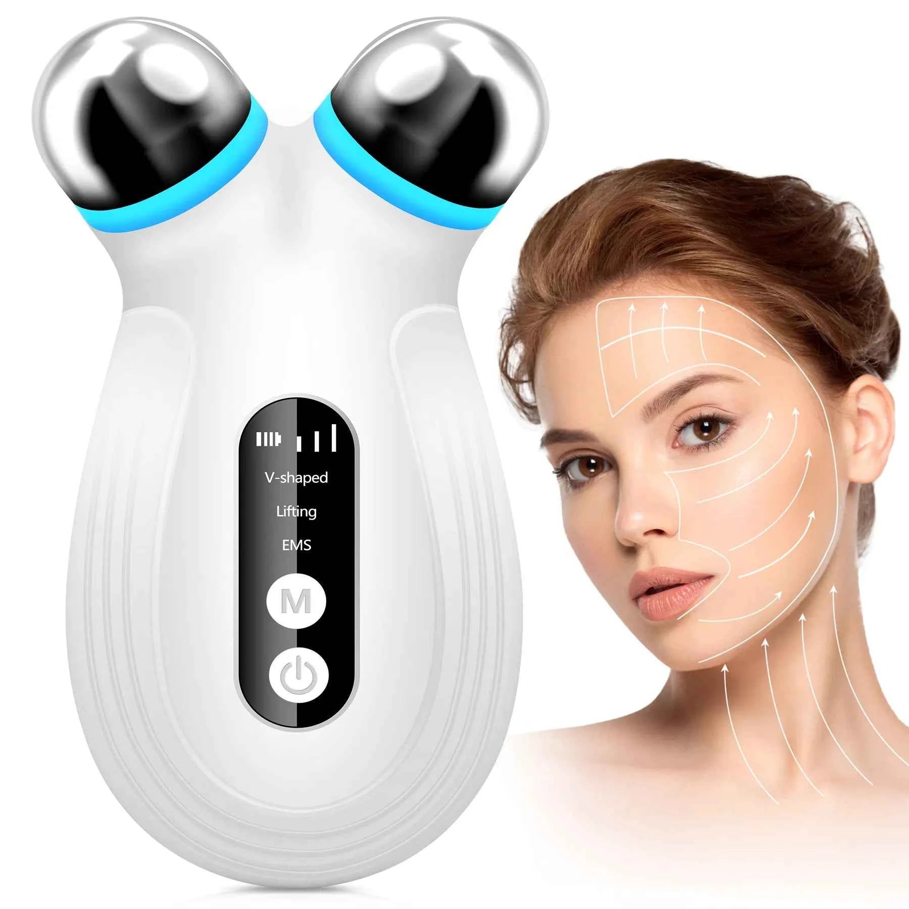 At-home microcurrent face lift device in white