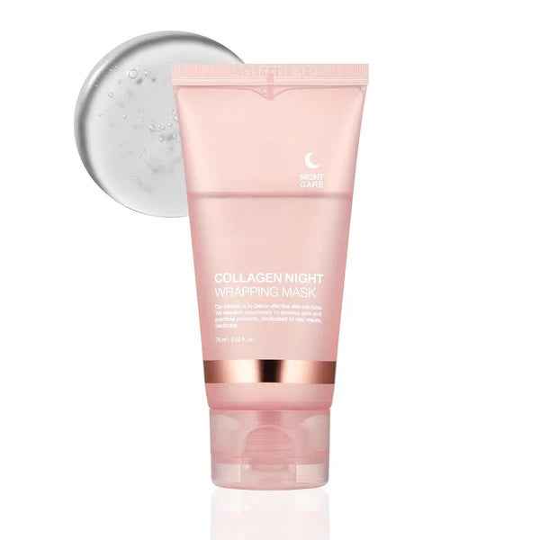 Collagen wrapping mask set on a bedside table