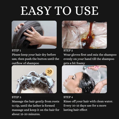 NOMORE Black Hair Dye Shampoo, Semi-Permanent Hair Color Shampoo for Women and Men, Quick & Natural Hair Color Solution