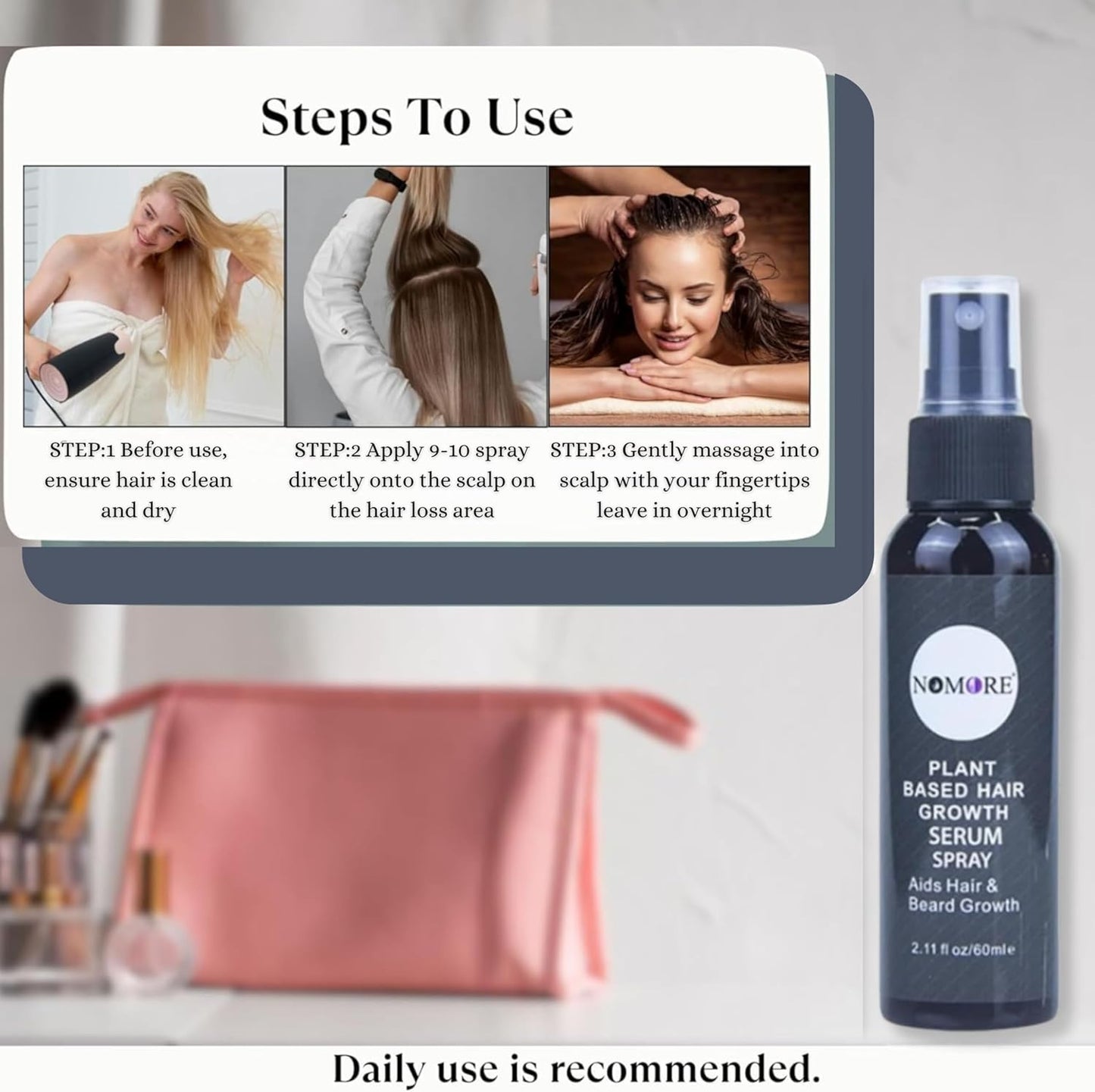 NOMORE Hair growth spray - Nurturing Scalp and Effective Hair Thickening for Women and Men