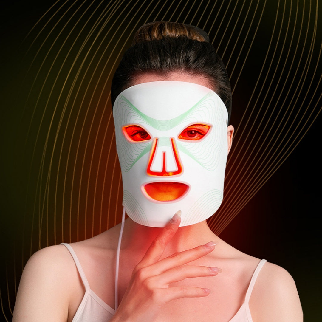 Silicone LED mask showing red light mode