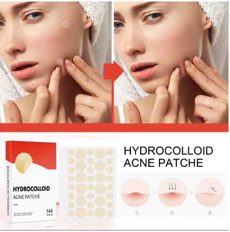 Close-up of an invisible hydrocolloid spot patch