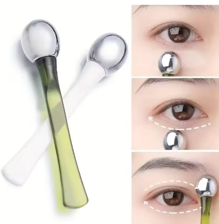 Gold eye roller wand for cooling and applying eye cream