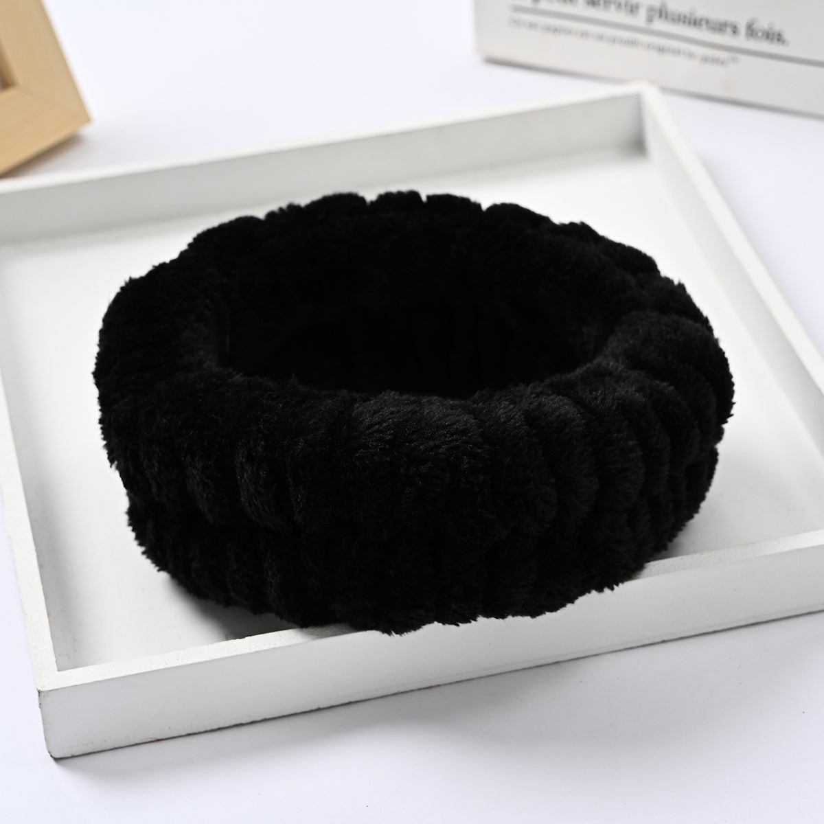 Black fluffy spa headband