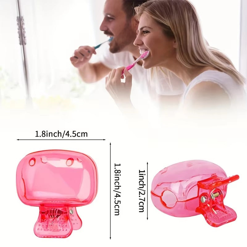 1PCS Travel Toothbrush Head Covers Toothbrush Protector Cap Brush Pod Case Protective Portable Plastic Clip For Household Travel Color: Pink