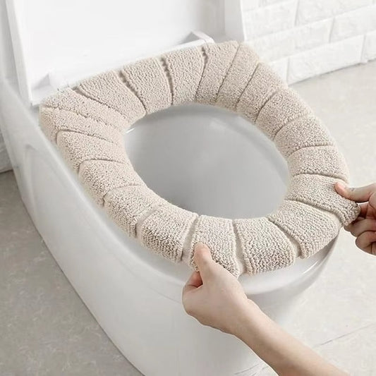 Toilet Seat Cover Warm Soft Acrylic Washable Mat Home Decor Closestool Mat Seat Case Toilet Lid Cover Accessories Bathroom Home Color: Beige