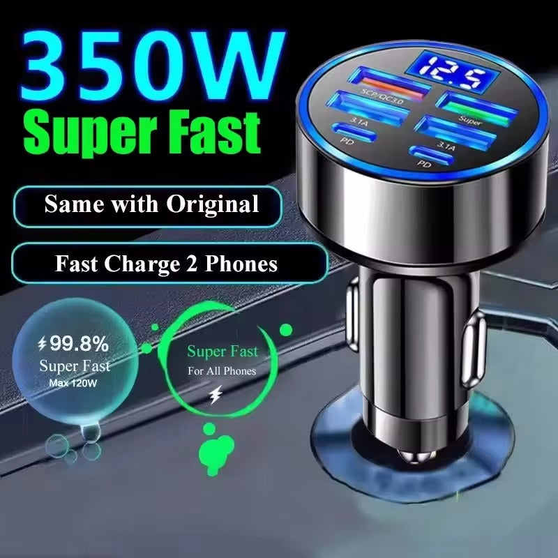 350W USB Car Charger PD QC3.0 USB C Car Phone Charger Type C Adapter for iPhone Samsung Huawei Xiaomi Quick Charge ﻿