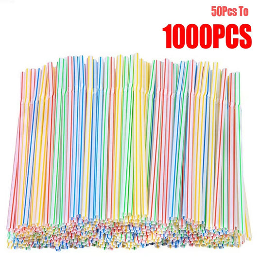 100Pcs Drinking Straws Colorful & Black rietjes Flexible Wedding Party Supplies Drinking Straws Kitchen Wholesale