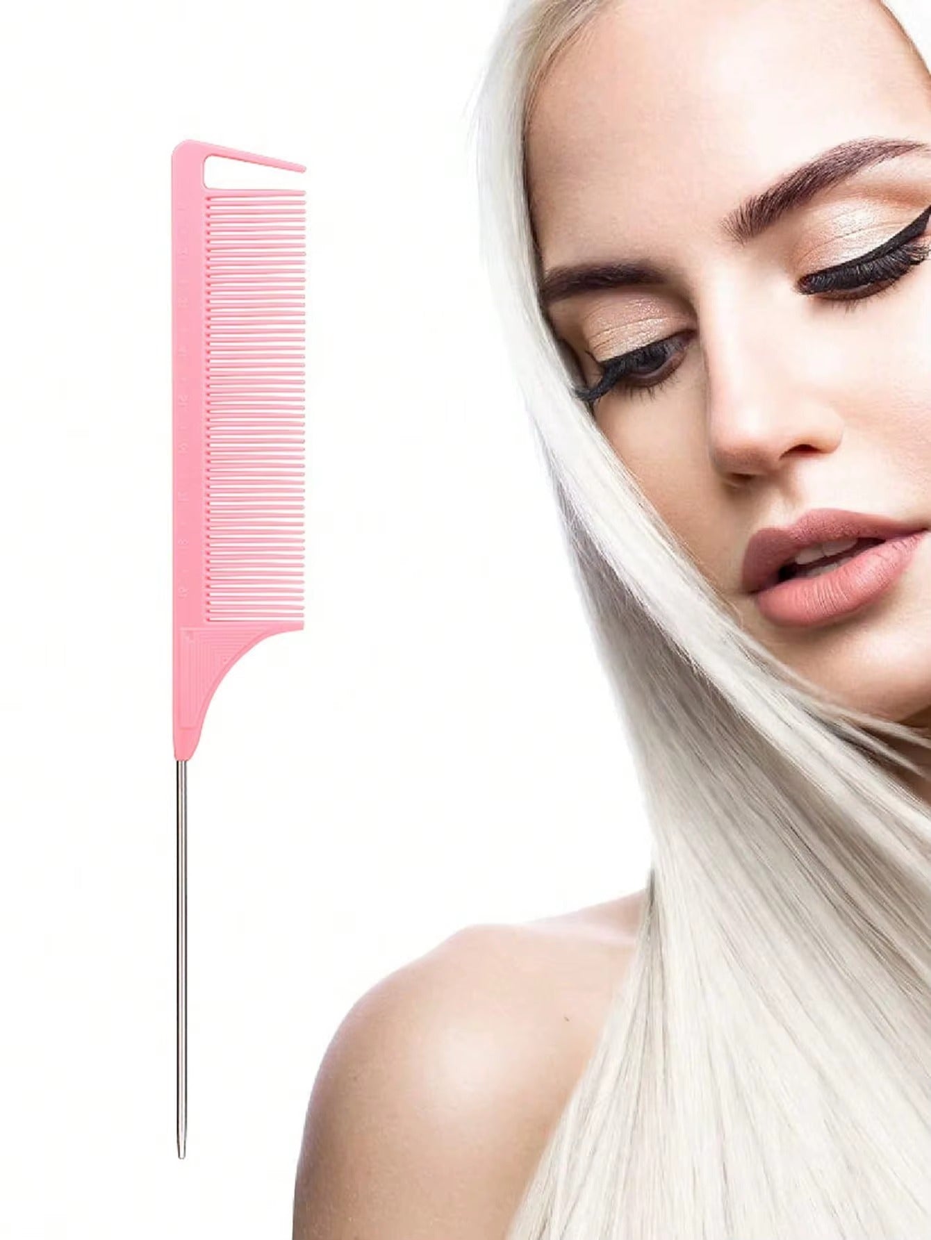 pink stainless steel pointed tail hair professional hair comb hair brush salon hair styling tool hair comb Special for real hair wigs