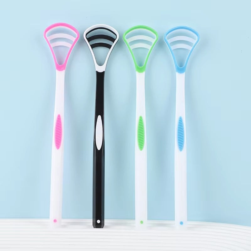1PCS Silicone Tongue Scraper With Ergonomic Handle Double-sided Fresher Breath Tongue Cleaning Brush Oral Hygiene Tool Wholesale Color: Black