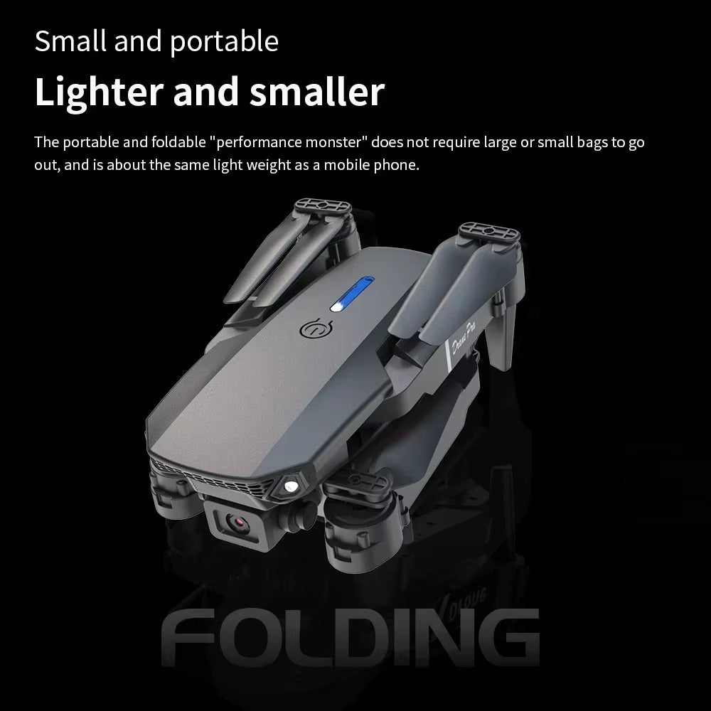 Professional mini remote control drone E88 4K HD aerial camera WiFi FPV foldable quadcopter RC helicopter Children's toy Gift B-4K Dual camera