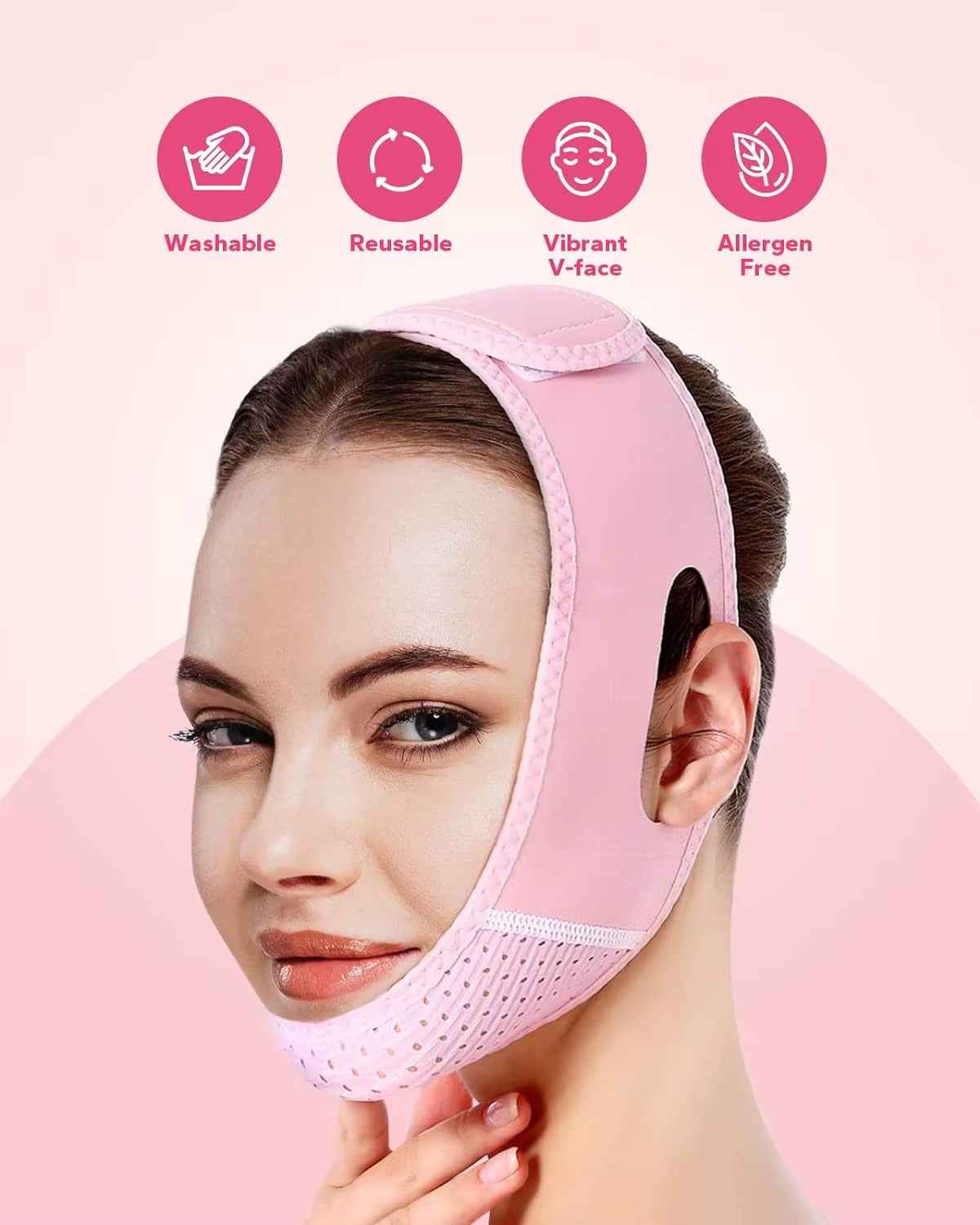 Adjustable V-line strap worn on the face