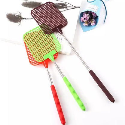 1/pcsMini Retractable Plastic Fly Swatter; Stainless Steel Non-slip Handle; Summer Mosquito Swatter; Fly Killer For Home Garden Color:1pc-Black