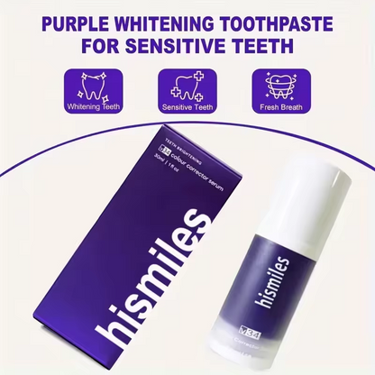 Purple Whitening Toothpaste Deep Cleaning Stain Removal Dentifrice Freshing Breath Oral Care Essentials for Home Daily Life 30ml