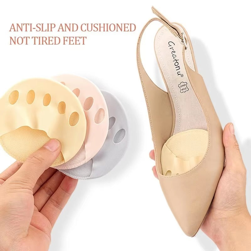 Women Five Toes Forefoot Pads High Heels Half Honeycomb Breathable Insoles Summer Thin Ice Silk Invisible Feet Care Socks Insert Color: Skin