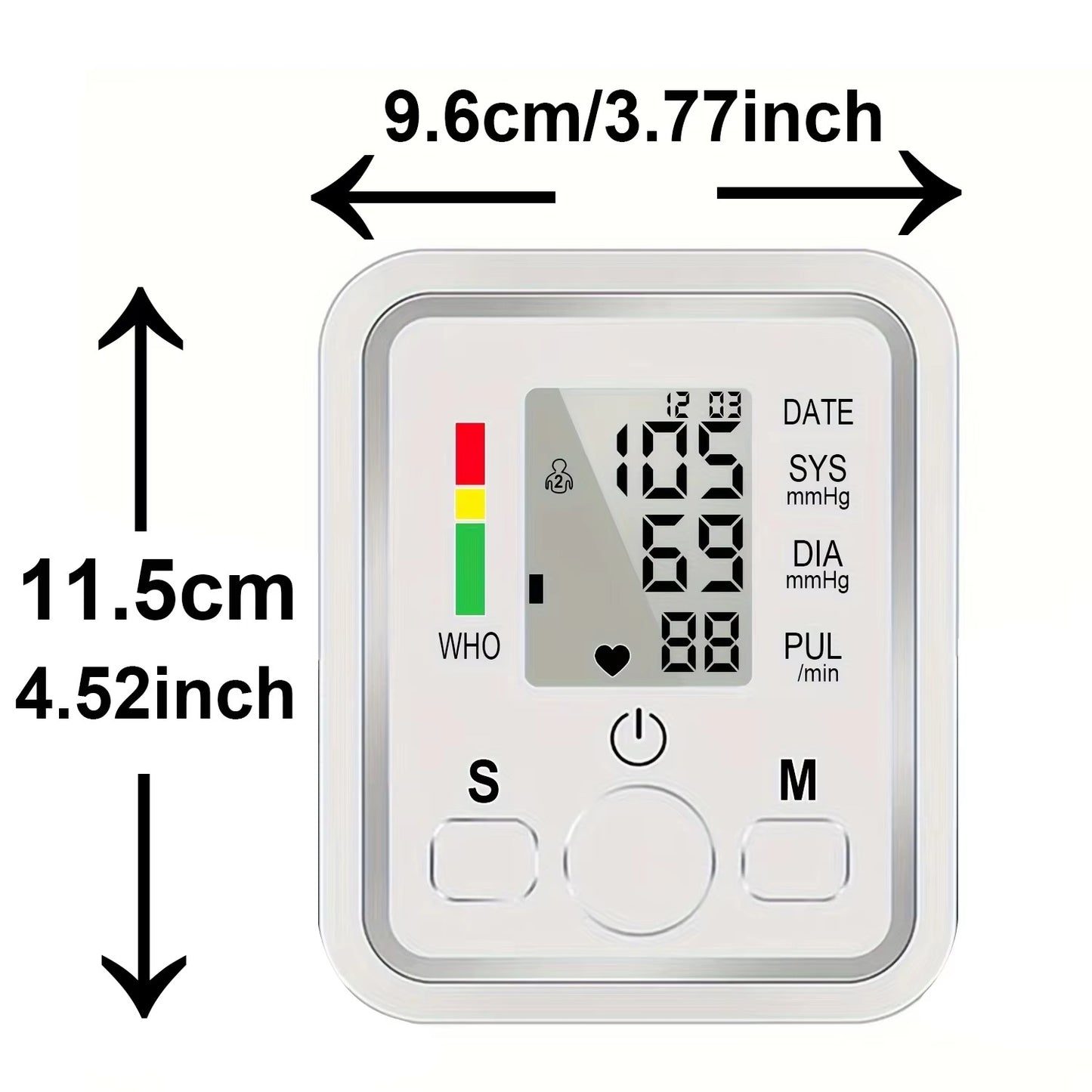 Upper Arm Automatic Blood Pressure Monitor BP Sphygmomanometer Pressure Meter Tonometer for Measuring Arterial Pressure