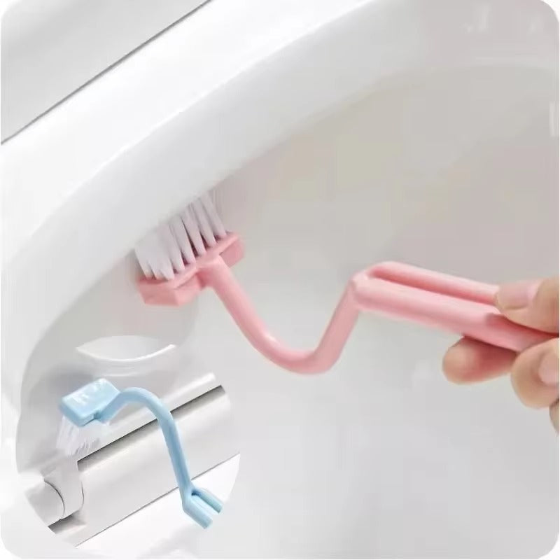 Multifunctional Toilet Cleaning Brush S Shape Portable WC Scrubber Curved Side Bending Handle Corner Handle Curved Brush
