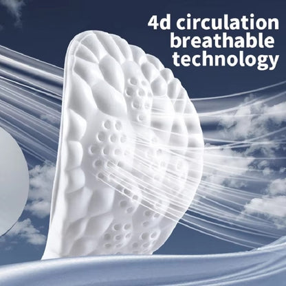 Sports Insoles for Shoes Women Men PU Sole Soft Breathable 4D Shock Absorption Cushion Running Orthopedic Care Insoles for Feet