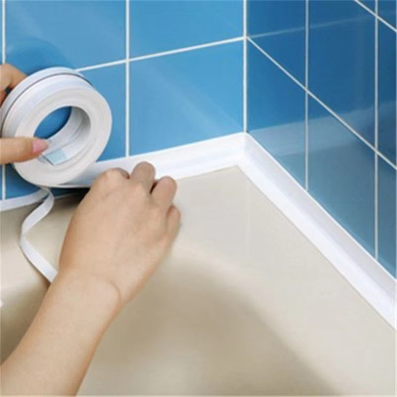 1pc Bathroom Waterproof Wall Stickers Sealing Tapes PVC Adhesive Sealing Strips Sink Edge Tape Kitchen Bathroom Accessories white 3M-2CM