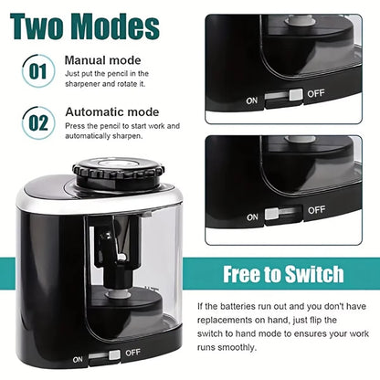 Black Electric Sharpener Assembly Desktop Automatic Pencil Sharpener Suitable To Pencils (6-8mm) for Students School Office Stationery