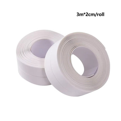 1pc Bathroom Waterproof Wall Stickers Sealing Tapes PVC Adhesive Sealing Strips Sink Edge Tape Kitchen Bathroom Accessories white 3M-2CM