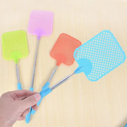 1/pcsMini Retractable Plastic Fly Swatter; Stainless Steel Non-slip Handle; Summer Mosquito Swatter; Fly Killer For Home Garden Color:1pc-Black