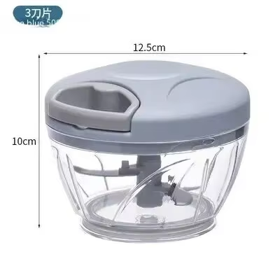 Home Kitchen Manual Ginger Grinder Garlic Mud Splasher Multifunctional Vegetable Cutter Handheld Meat Grinder Modern Minimalist 500ml 3 blade blue