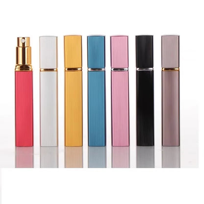 Metal Case Square Perfume Bottle Aluminum Nozzle Spray Refillable Bottle Parfum Cosmetic Glass Container 10ml Color: Black