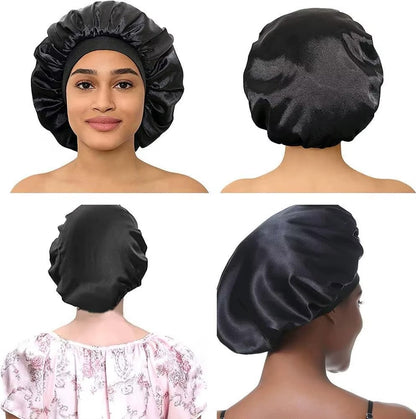 Women Satin Bonnet Hair Bonnet for Sleeping black