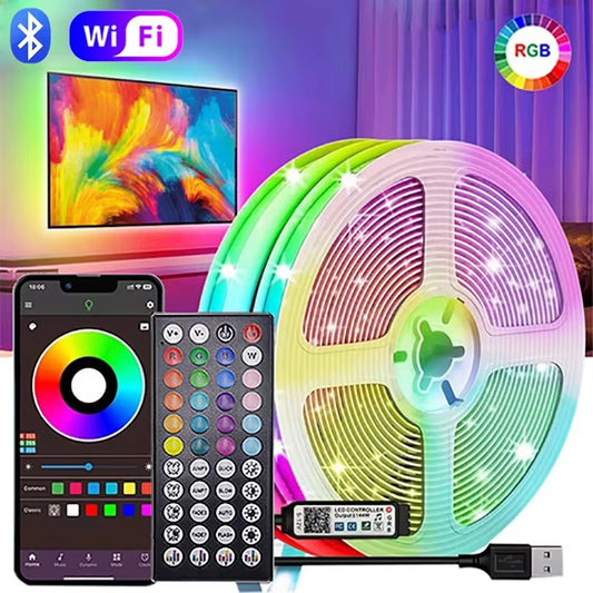 USB LED Strip Lights RGB 5050 LED Light Music Sync Color Changing TV Backlight Flexible LED Lamp Tape Ribbon for Party Home Deco 3Key controller