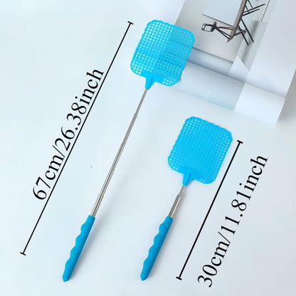 1/pcsMini Retractable Plastic Fly Swatter; Stainless Steel Non-slip Handle; Summer Mosquito Swatter; Fly Killer For Home Garden Color:1pc-Black