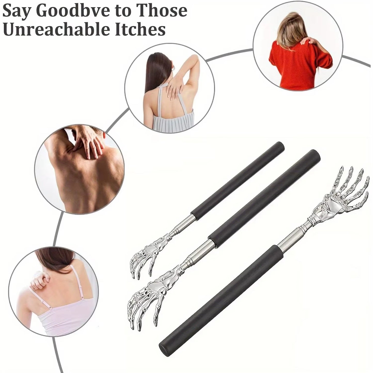 Portable Extendable Back Scratcher Stainless Steel Telescoping Back Scratcher for Both Human and Pets Extendable Back Massager black